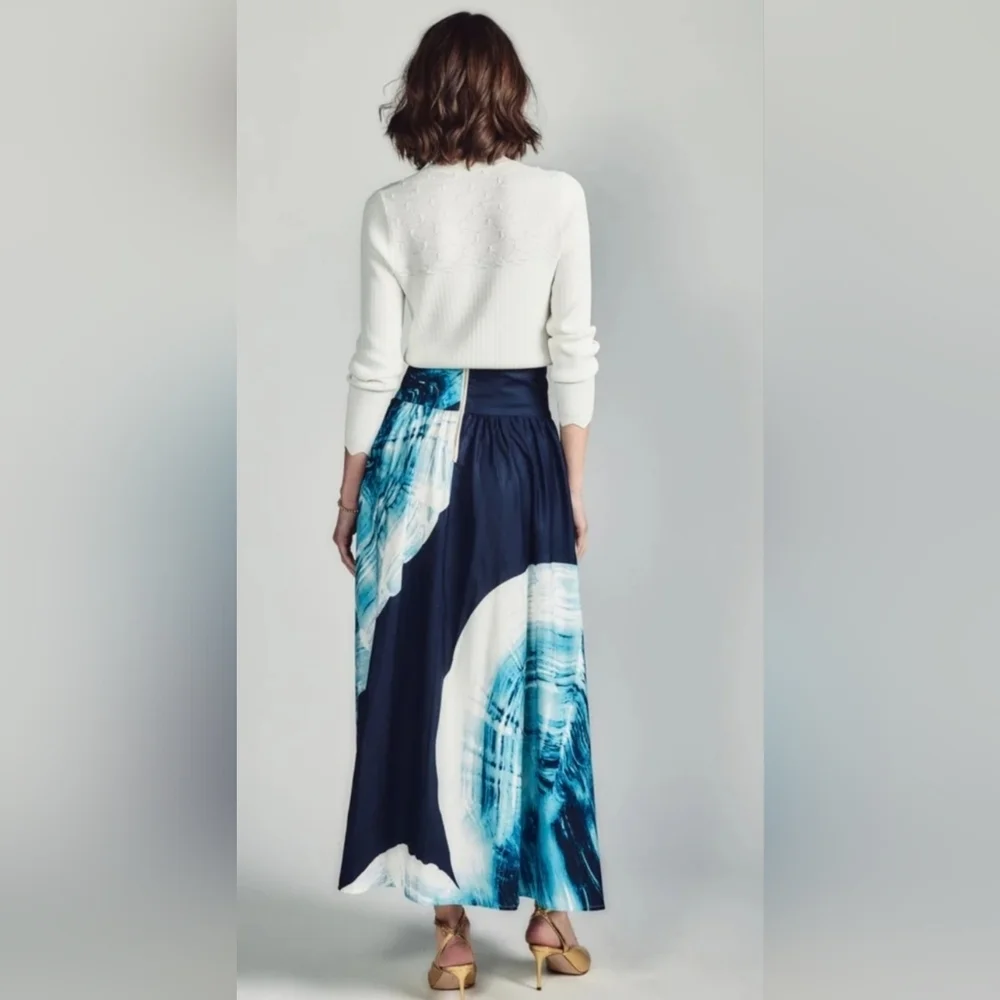 Aleeza Elegant Aruba Ocean A-Line Skirt- STUNNING!! SOLD OUT ON WEBSITE!! - Picture 3 of 12